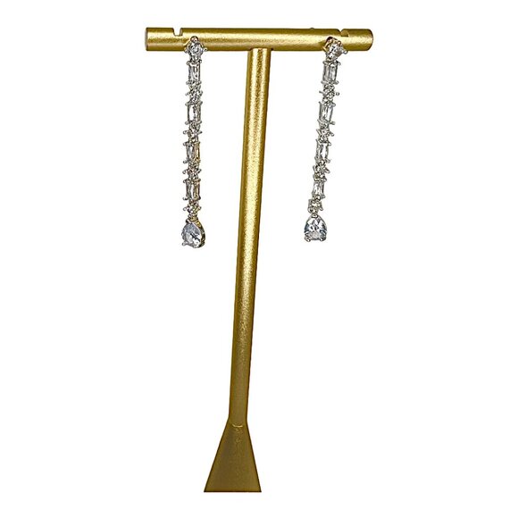 Long Cubic Zirconia and Silver Teardrop Earrings - Stunning, Shiny, Gorgeous! - Picture 4 of 5